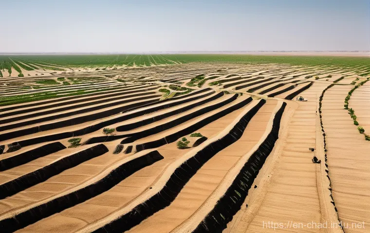 차드에서의 자연재해 위험 - **Prompt:** An aerial perspective of a Chadian village immediately after a sudden, severe flood has ...