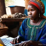 차드의 인터넷 검열과 미디어 환경 - **Prompt 1: The Entrepreneur's Frustration**
    "A candid, realistic photograph capturing a young C...