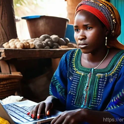 차드의 인터넷 검열과 미디어 환경 - **Prompt 1: The Entrepreneur's Frustration**
    "A candid, realistic photograph capturing a young C...