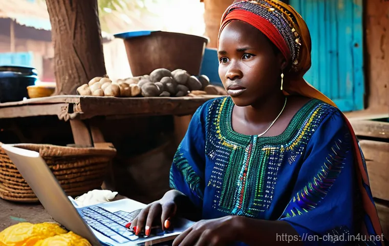 차드의 인터넷 검열과 미디어 환경 - **Prompt 1: The Entrepreneur's Frustration**
    "A candid, realistic photograph capturing a young C...