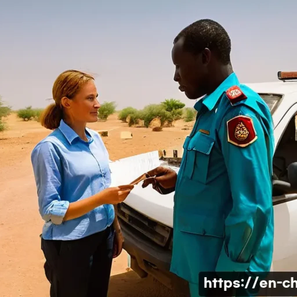 차드에서 운전 면허증 취득 방법 - **Prompt:** A respectful interaction between a male Chadian police officer and a female Western trav...